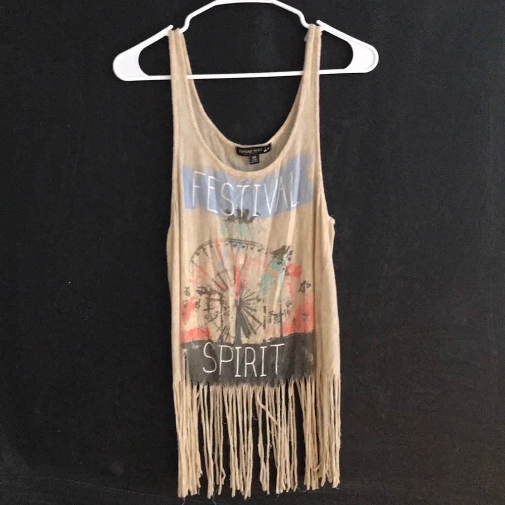 Tank top with fringe